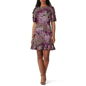 KATE SPADE Purple Floral Pacific Petals Smocked Dress US 10